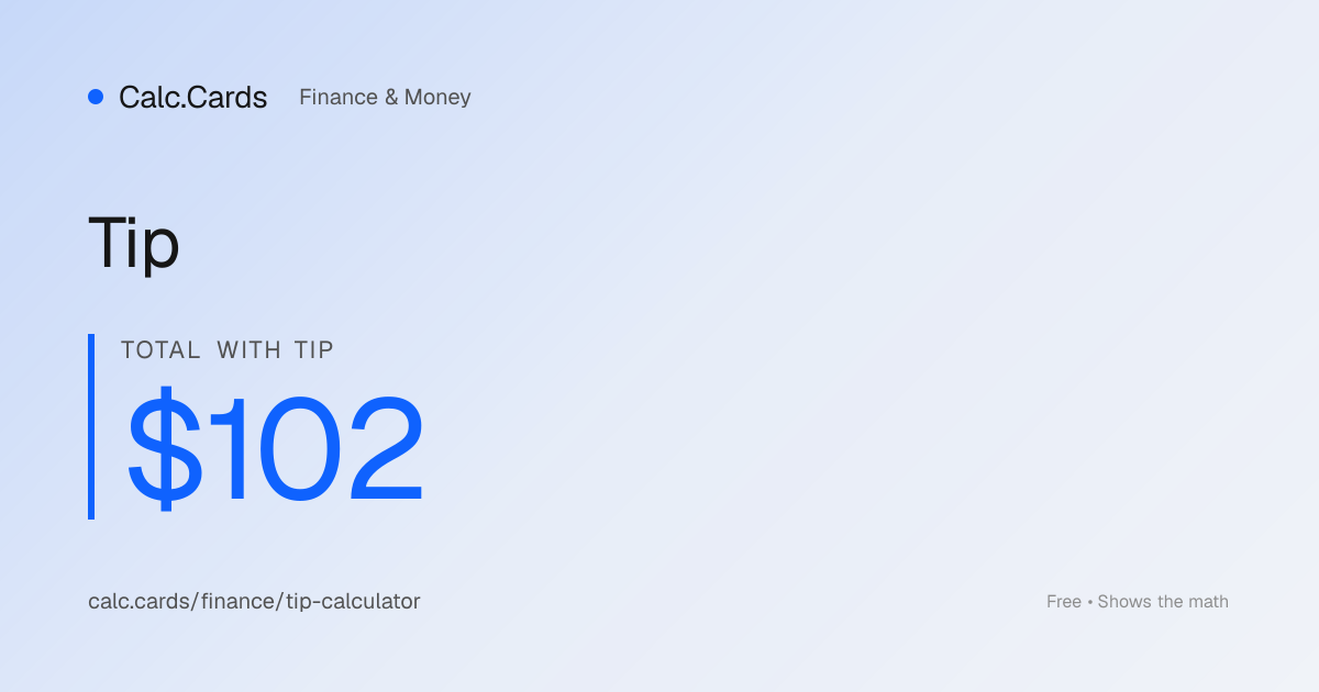 Tip Calculator: Split Bills and Calculate Tips Instantly | Calc.Cards